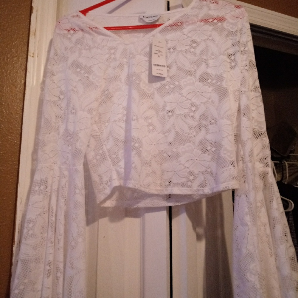 Bebe asym neck lace top